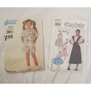 Vintage 80s Kids Pinafore Dress and Set Pattern